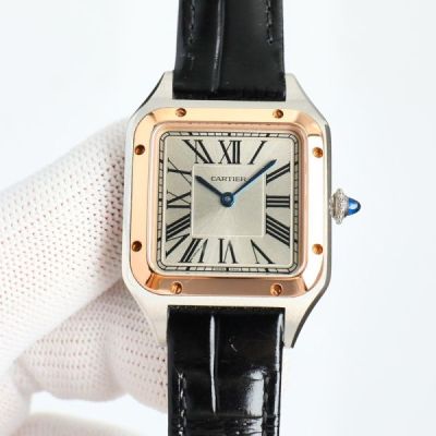 SJ Factory Cartier Santos-Dumont XL  gold/Silver Dial Watch.